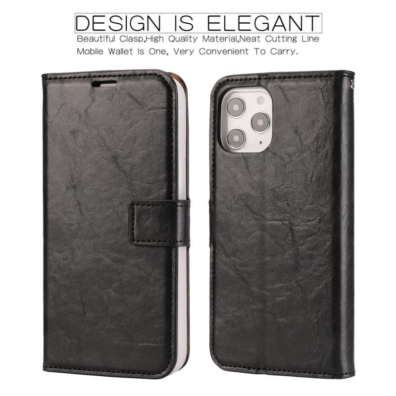 Leren Hoesje iPhone 12 Pro Max Rood Zwart Afneembare Schaal In Verouderd Leer