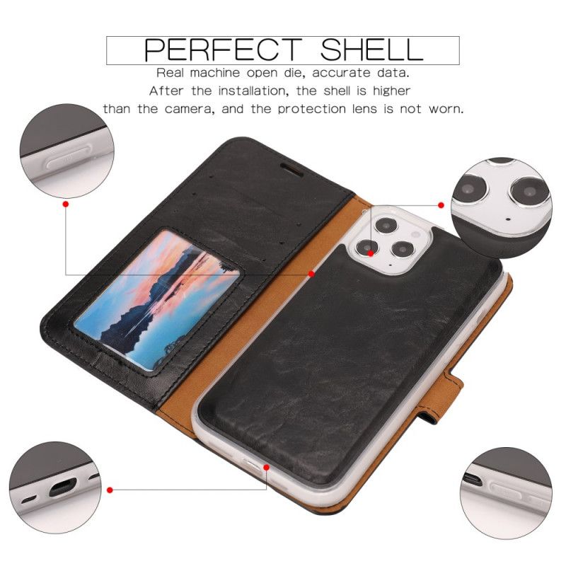 Leren Hoesje iPhone 12 Pro Max Rood Zwart Afneembare Schaal In Verouderd Leer