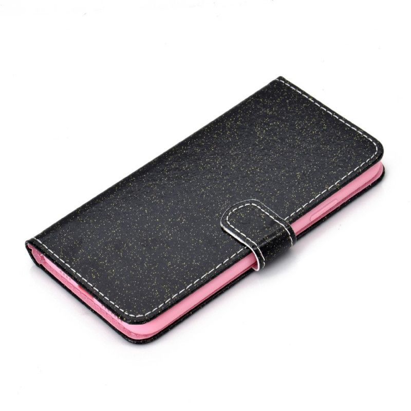 Leren Hoesje iPhone 12 Pro Max Rood Zwart Pailletten