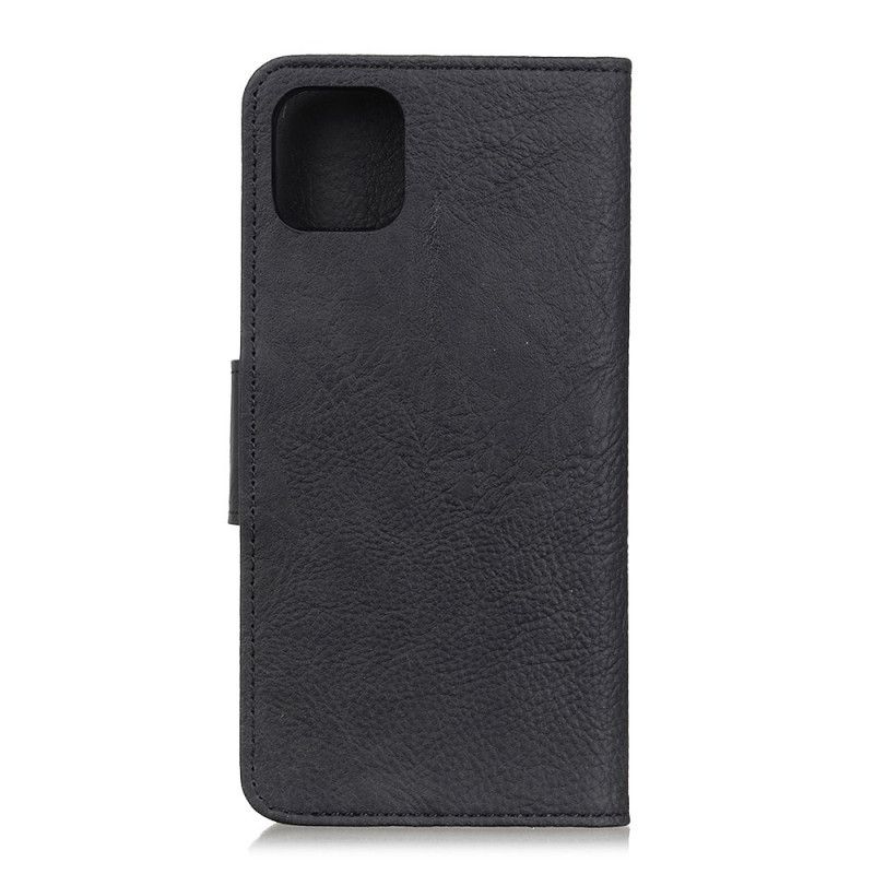 Leren Hoesje voor iPhone 12 Pro Max Rood Zwart Getextureerde Lychee