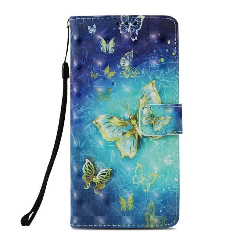 Cover Folio-hoesje Sony Xperia XZ3 Telefoonhoesje 3D Gouden Vlinders