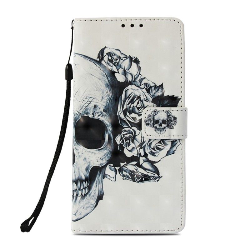 Cover Folio-hoesje Sony Xperia XZ3 Telefoonhoesje Gebloemde Schedel