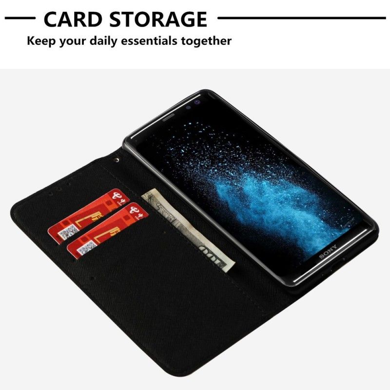 Cover Folio-hoesje Sony Xperia XZ3 Telefoonhoesje Gebloemde Schedel
