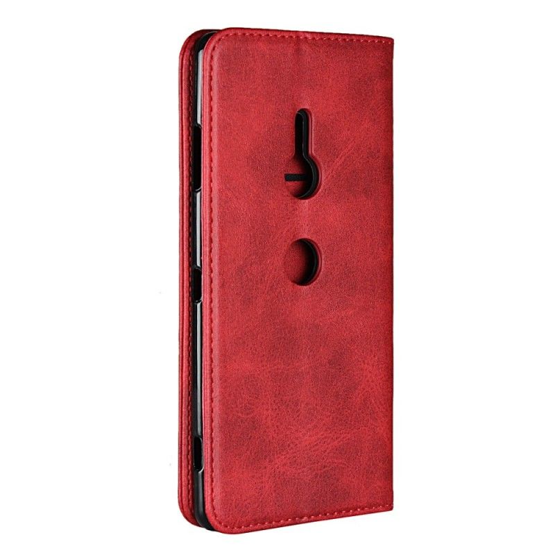 Folio-hoesje voor Sony Xperia XZ3 Rood Zwart Leereffect