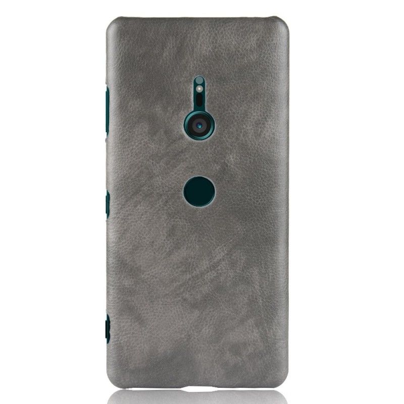 Hoesje Sony Xperia XZ3 Grijs Zwart Performance Lychee Leereffect