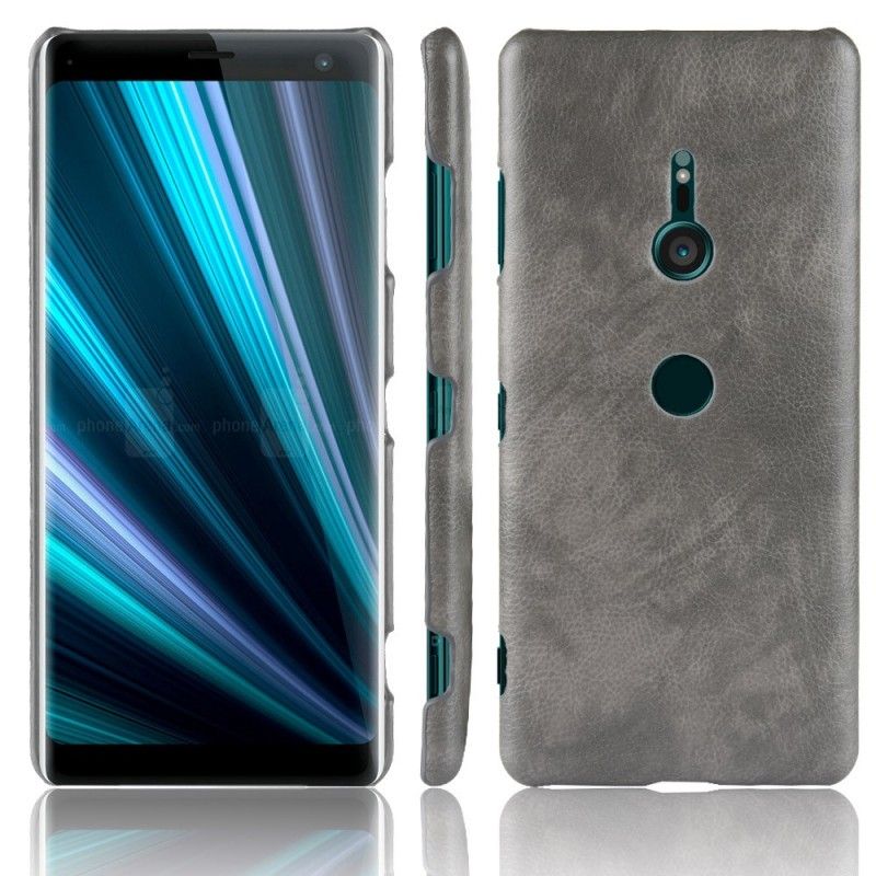 Hoesje Sony Xperia XZ3 Grijs Zwart Performance Lychee Leereffect
