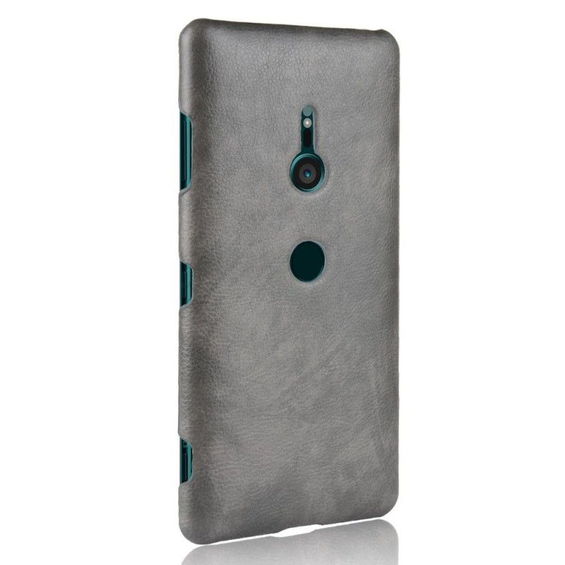 Hoesje Sony Xperia XZ3 Grijs Zwart Performance Lychee Leereffect
