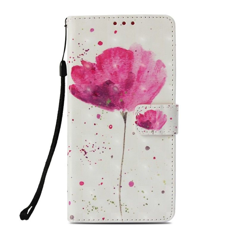 Leren Hoesje Sony Xperia XZ3 3D Aquarel Klaproos