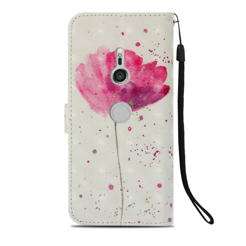 Leren Hoesje Sony Xperia XZ3 3D Aquarel Klaproos