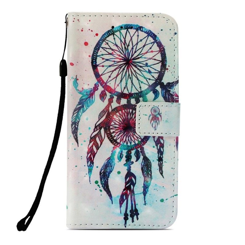 Leren Hoesje Sony Xperia XZ3 Lichtblauw Rood Aquarel Dromenvanger