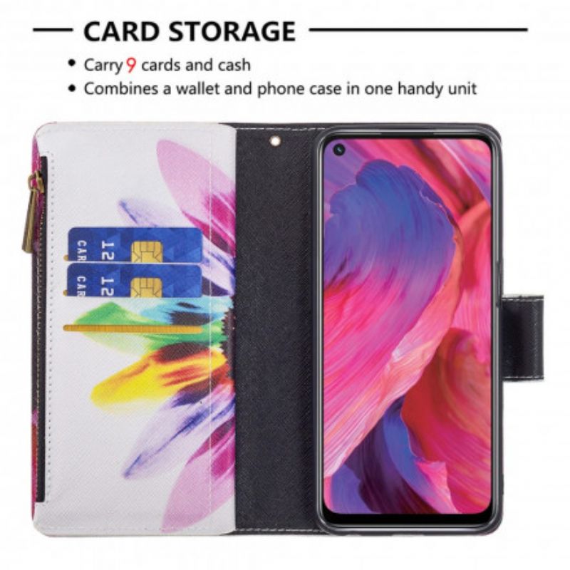 Bescherming Hoesje Oppo A54 5g / A74 5g Bloemzak Met Rits