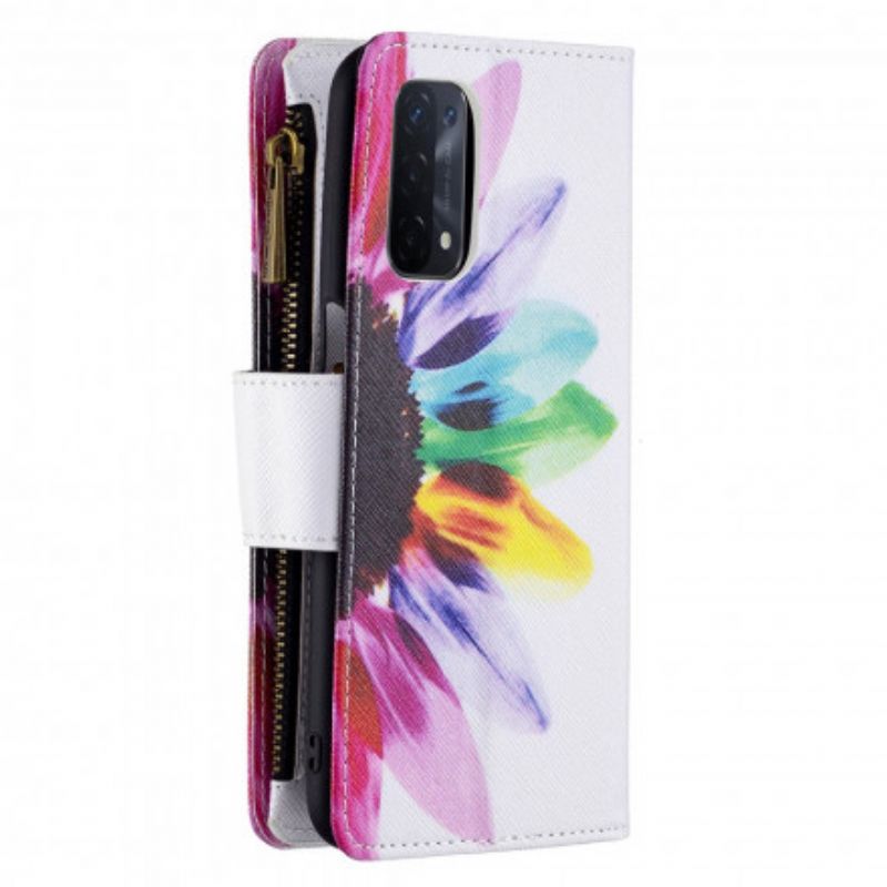 Bescherming Hoesje Oppo A54 5g / A74 5g Bloemzak Met Rits