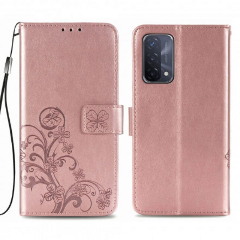 Flip Case Leren Oppo A54 5g / A74 5g Klavertje Vier