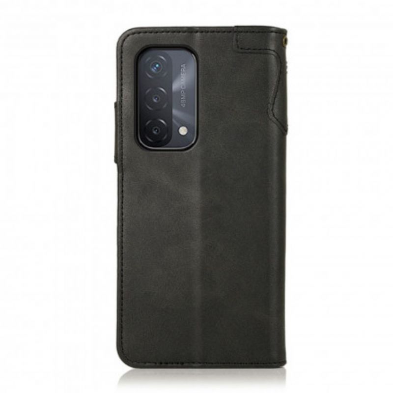 Flip Case Leren Oppo A54 5g / A74 5g Kunstleer Knoop Khazneh