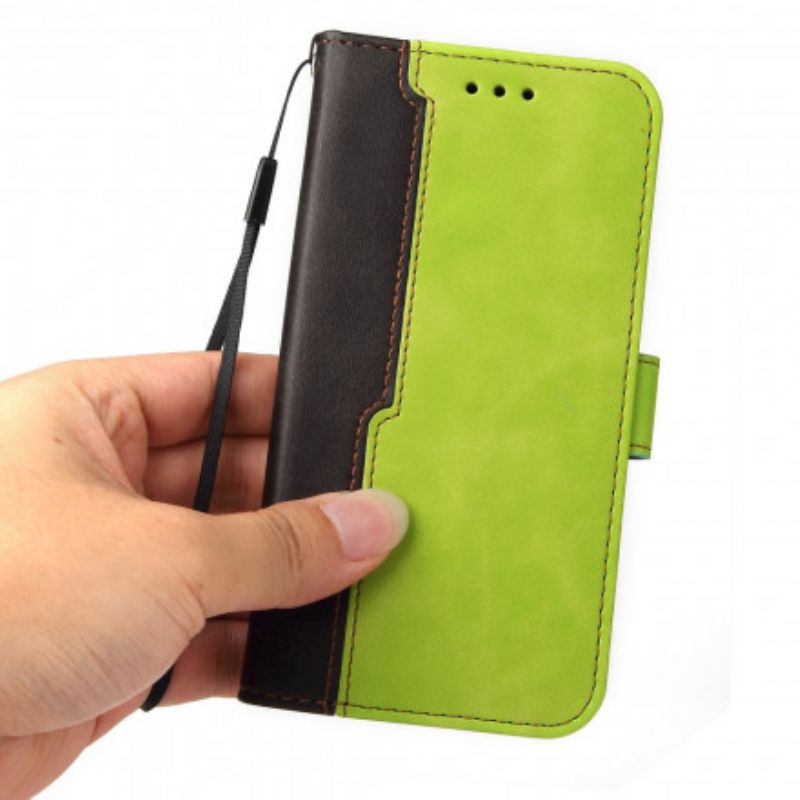 Flip Case Leren Oppo A54 5g / A74 5g Tweekleurig Gekleurd Kunstleer