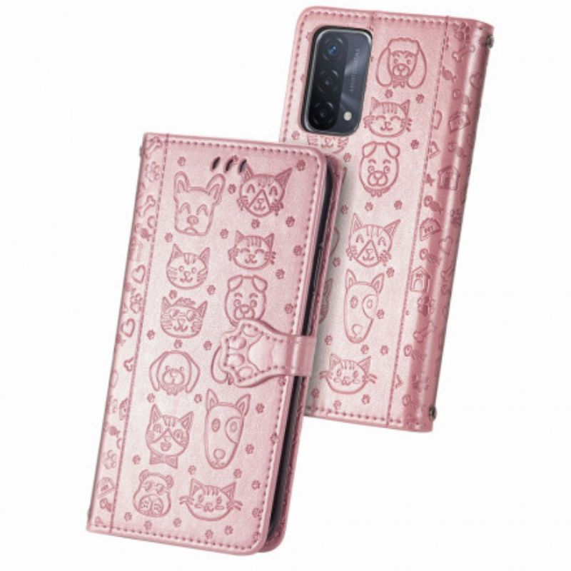 Folio-hoesje Oppo A54 5g / A74 5g Telefoonhoesje Geanimeerde Dieren