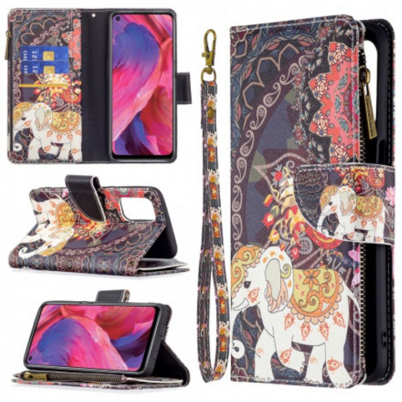 Folio-hoesje Oppo A54 5g / A74 5g Telefoonhoesje Olifant Zak Met Rits