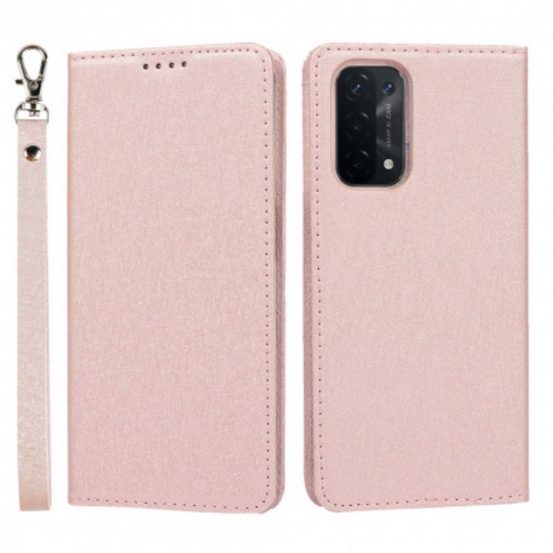 Folio-hoesje Oppo A54 5g / A74 5g Zacht Lederen Stijl Met Riem