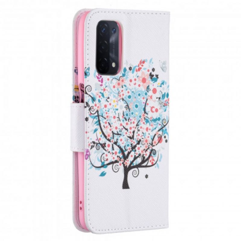 Leren Hoesje Oppo A54 5g / A74 5g Gebloemde Boom