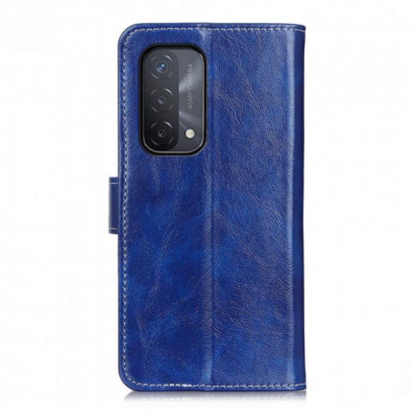 Leren Hoesje Oppo A54 5g / A74 5g Glanzende En Zichtbare Naden Bescherming Hoesje