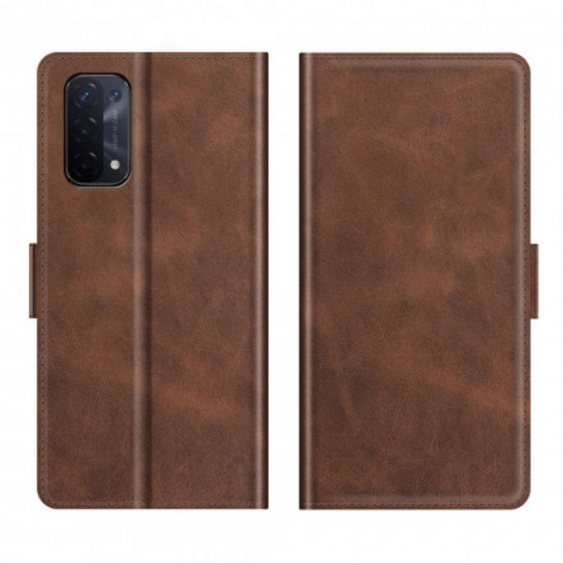 Leren Hoesje Voor Oppo A54 5g / A74 5g Dubbele Klep