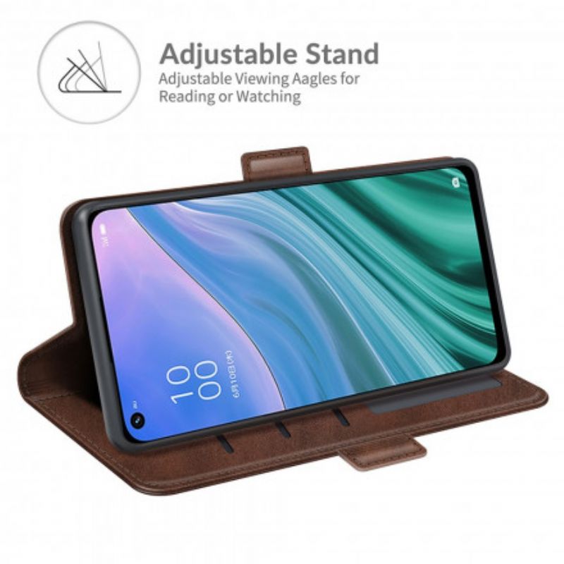 Leren Hoesje Voor Oppo A54 5g / A74 5g Dubbele Klep