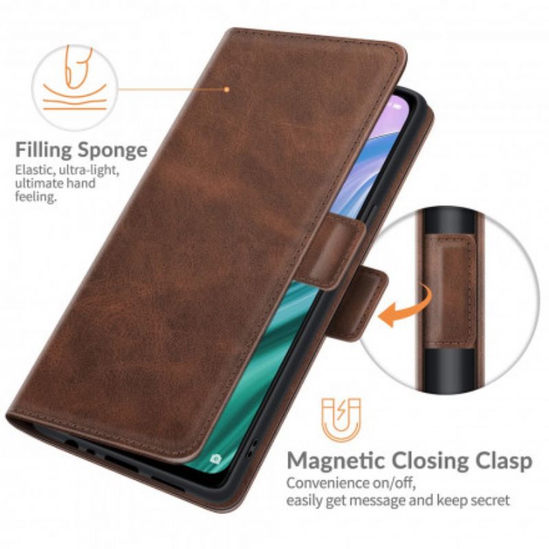Leren Hoesje Voor Oppo A54 5g / A74 5g Dubbele Klep