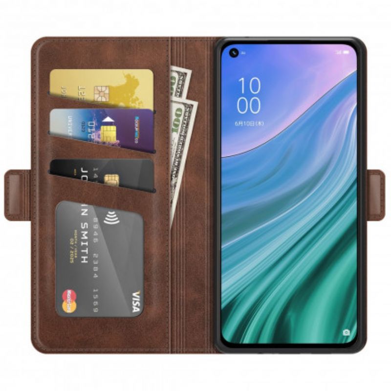 Leren Hoesje Voor Oppo A54 5g / A74 5g Dubbele Klep
