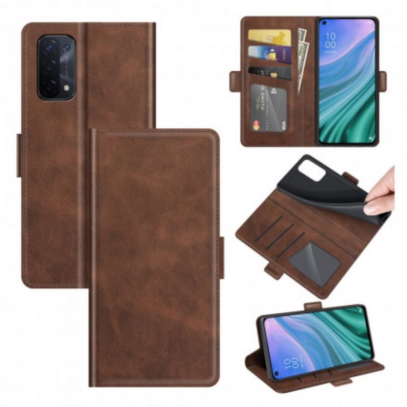 Leren Hoesje Voor Oppo A54 5g / A74 5g Dubbele Klep