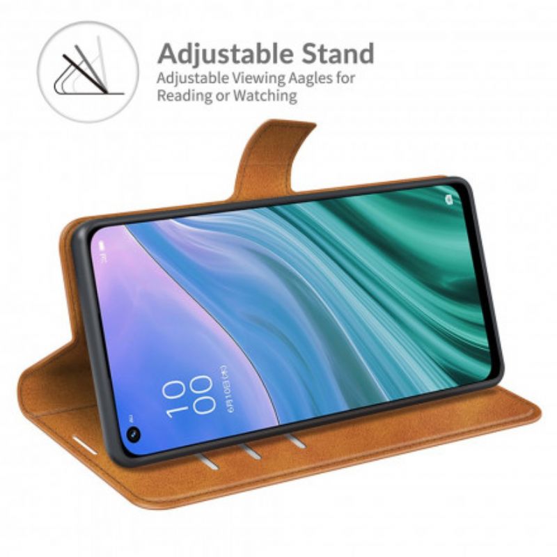 Leren Hoesje Voor Oppo A54 5g / A74 5g Klassieke Retro Lederen Stijl