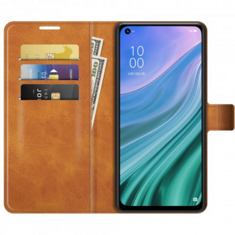 Leren Hoesje Voor Oppo A54 5g / A74 5g Klassieke Retro Lederen Stijl