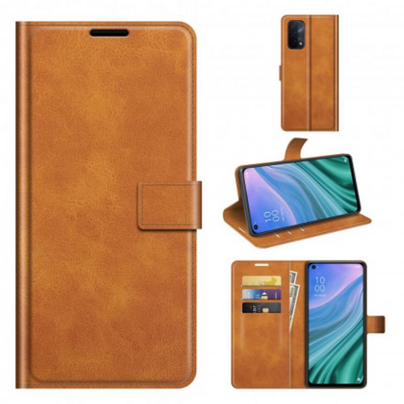 Leren Hoesje Voor Oppo A54 5g / A74 5g Klassieke Retro Lederen Stijl