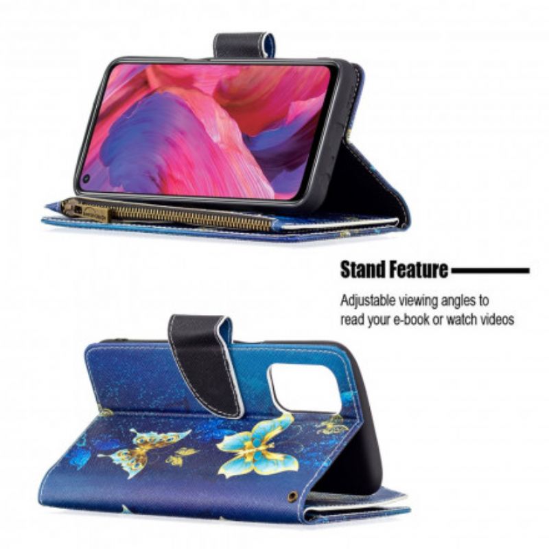 Leren Hoesje Voor Oppo A54 5g / A74 5g Vlinderzak Met Rits