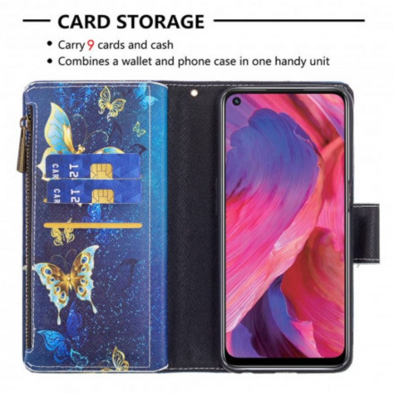 Leren Hoesje Voor Oppo A54 5g / A74 5g Vlinderzak Met Rits