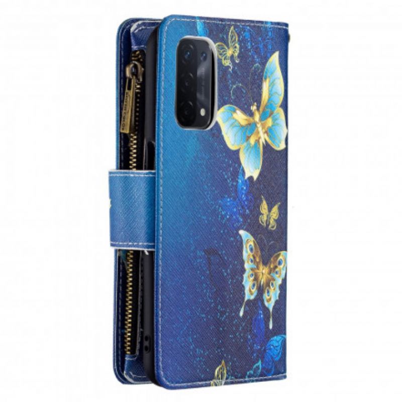 Leren Hoesje Voor Oppo A54 5g / A74 5g Vlinderzak Met Rits