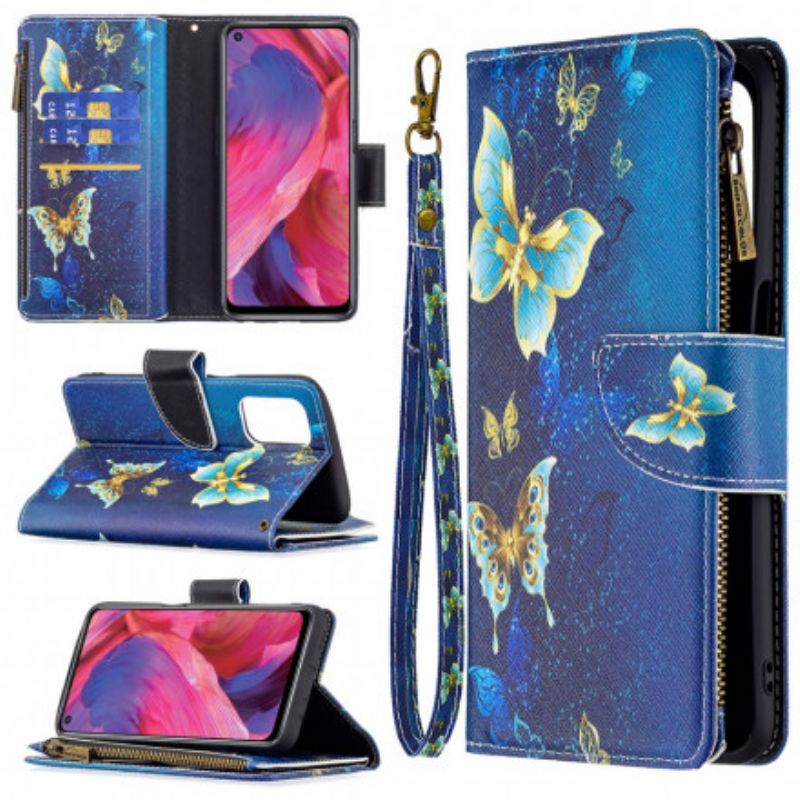 Leren Hoesje Voor Oppo A54 5g / A74 5g Vlinderzak Met Rits