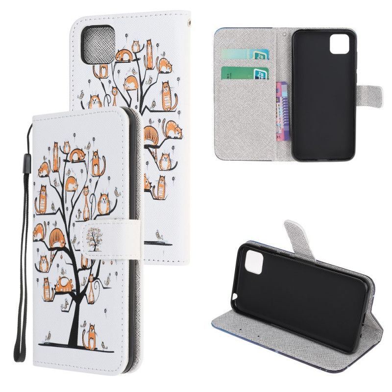 Bescherming Hoesje Huawei Y5p Telefoonhoesje Funky String Katten
