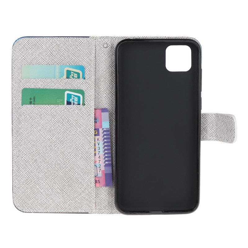 Cover Folio-hoesje Huawei Y5p Telefoonhoesje Diamanten Vlinders Met String