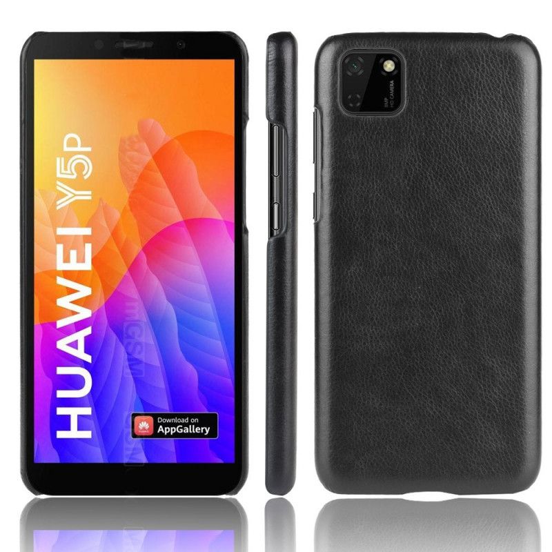 Cover Hoesje Huawei Y5p Grijs Zwart Telefoonhoesje Prestatie Lychee Leereffect