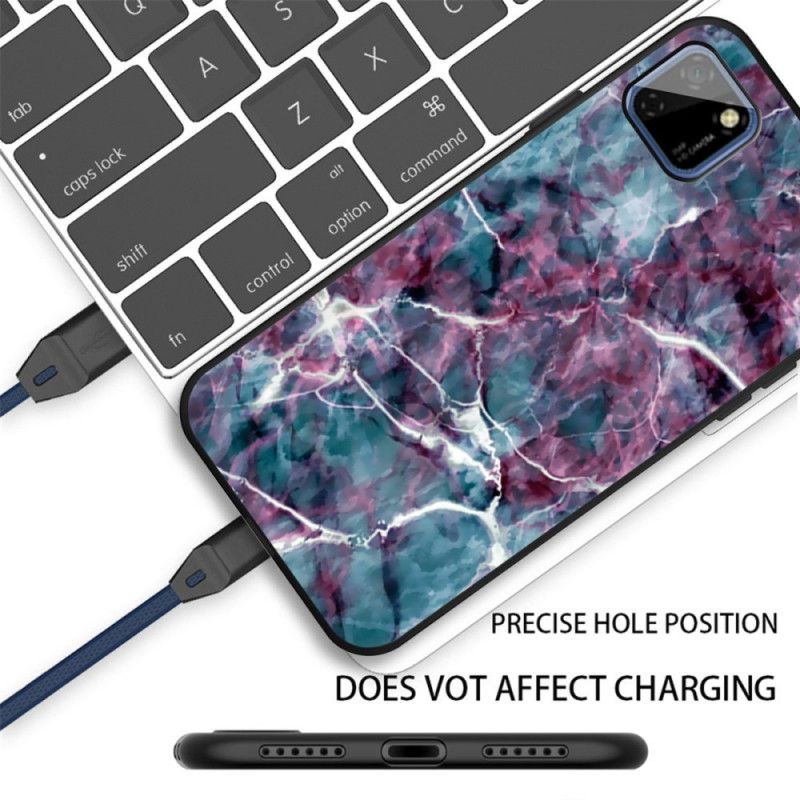 Cover Hoesje Huawei Y5p Telefoonhoesje Paars Marmer