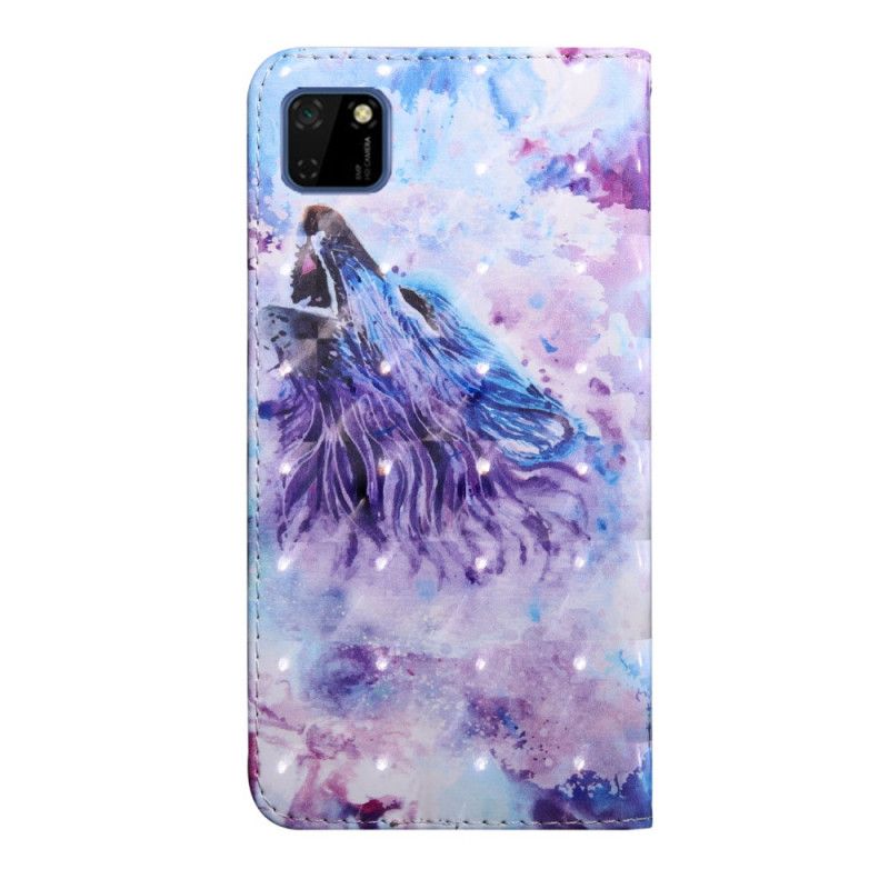 Flip Case Leren Huawei Y5p Aquarel Wolf
