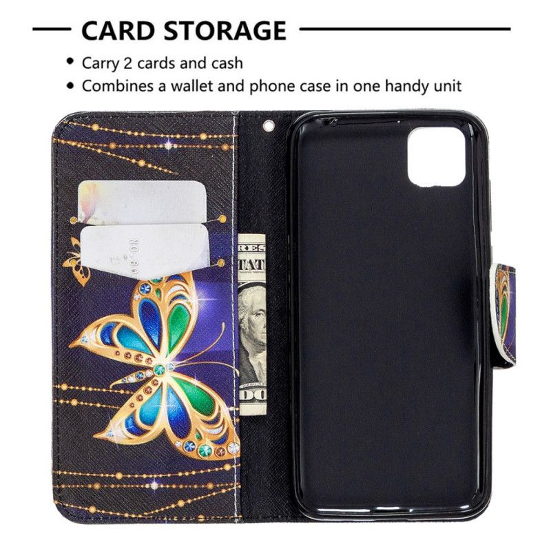 Flip Case Leren Huawei Y5p Magische Vlinder