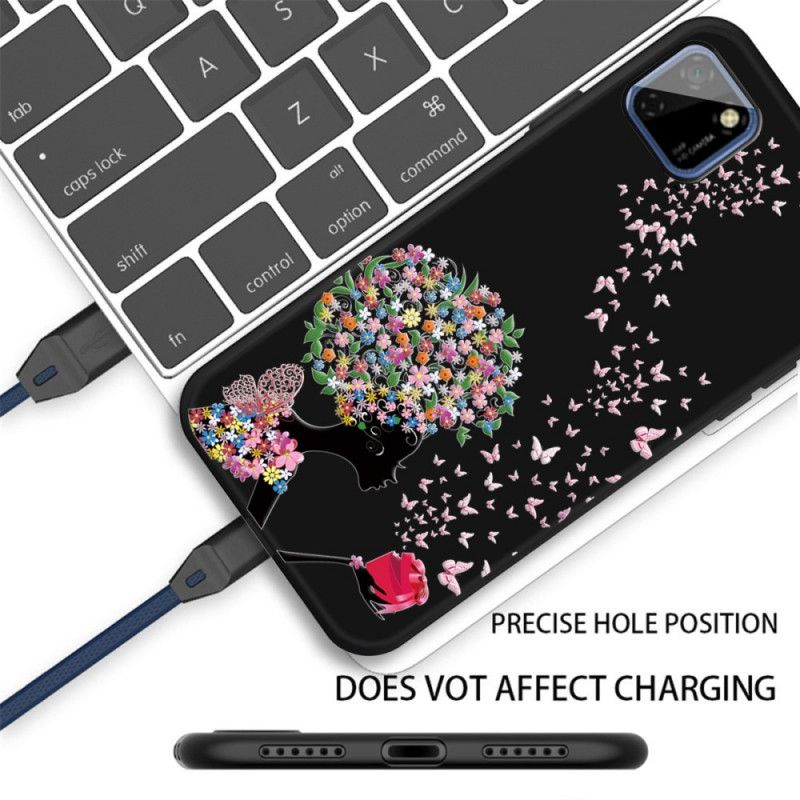 Hoesje Huawei Y5p Vrouw Met Een Bloemig Hoofd