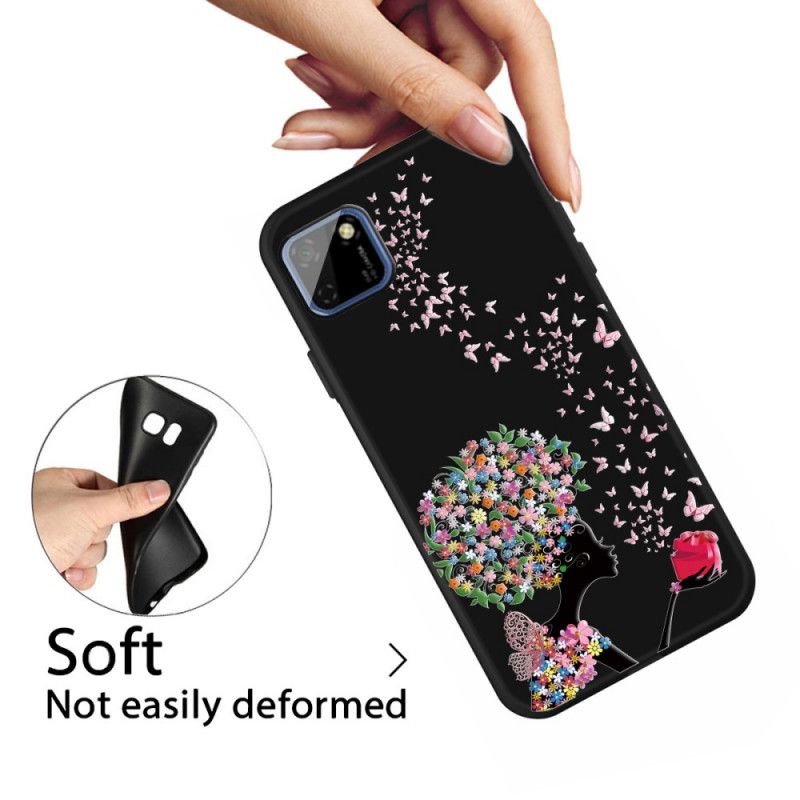 Hoesje Huawei Y5p Vrouw Met Een Bloemig Hoofd