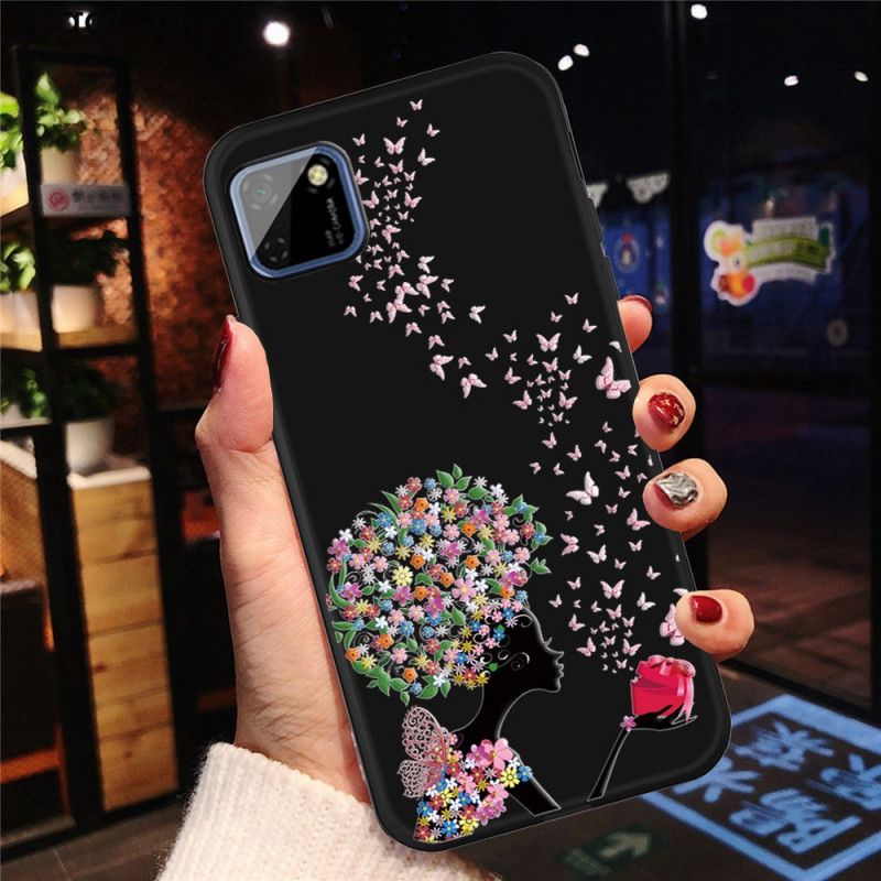 Hoesje Huawei Y5p Vrouw Met Een Bloemig Hoofd