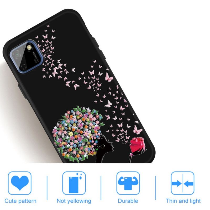 Hoesje Huawei Y5p Vrouw Met Een Bloemig Hoofd