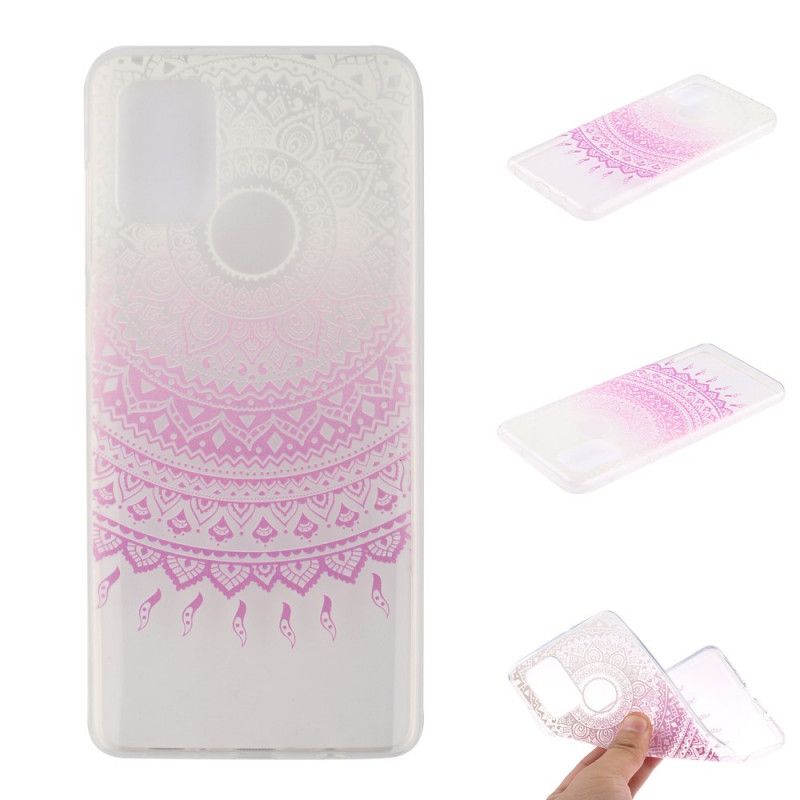 Hoesje voor Huawei Y5p Lichtblauw Roze Transparante Kleurrijke Mandala