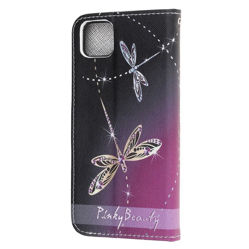 Leren Hoesje Huawei Y5p Libellen Met String