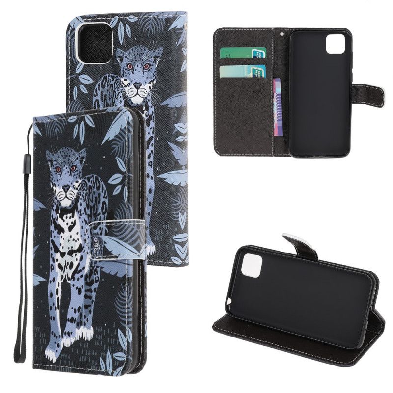 Leren Hoesje Huawei Y5p Luipaard Met String