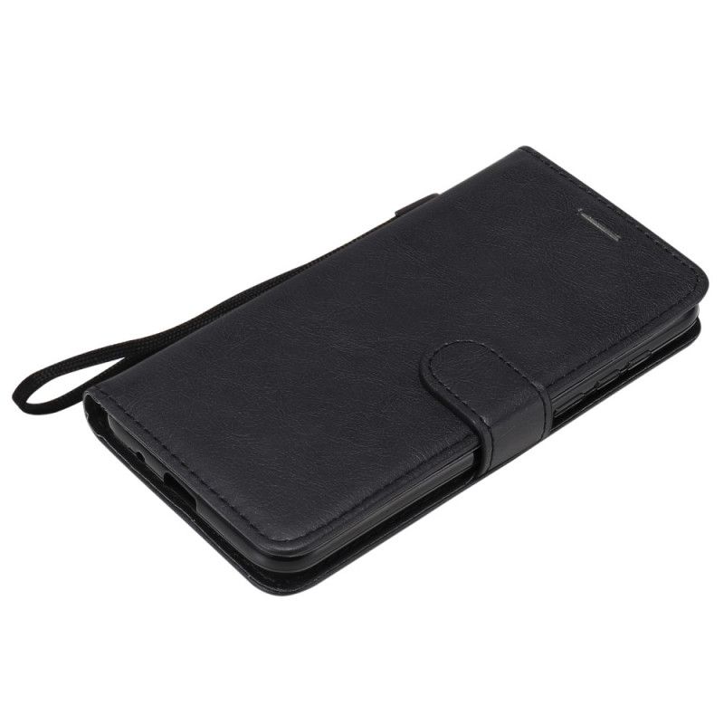 Leren Hoesje Huawei Y5p Rood Zwart Telefoonhoesje Leereffect Met String
